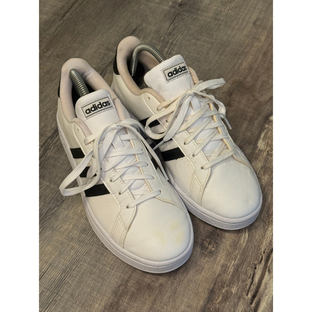 Adidas Grand Court Base White Black Sneakers F36483 Mens Size 8 Low Top Shoes